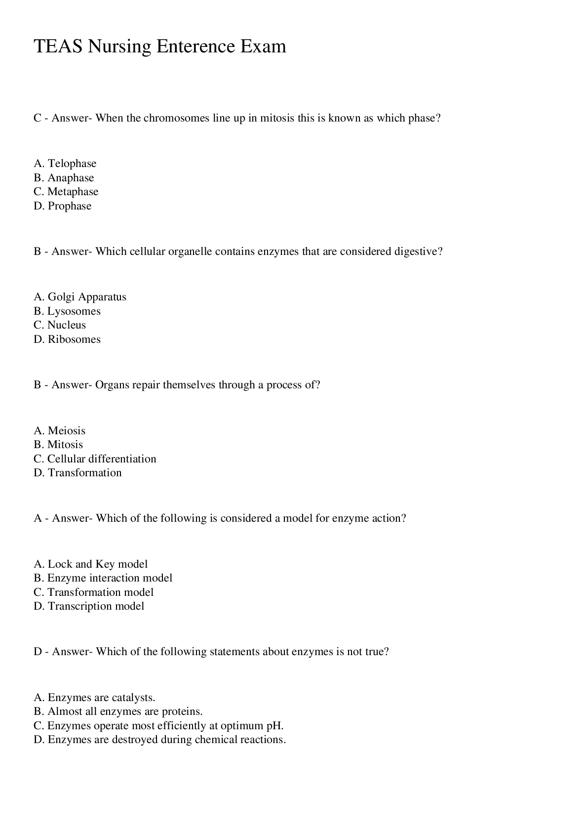 Preview image for TEAS Nursing Enterence Exam questions ansd answers graded A 2022